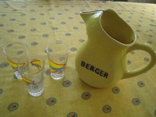 Pichet  BERGER en Céramique + 3 Verres "Momies" CASANIS