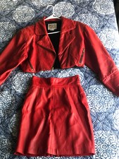 Peter James Leather Designs Red Leather Jacket And Skirt