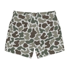 Camo Swim Trunks Mens Beach Shorts, Summer Swim Gear, Vacation Swimwear