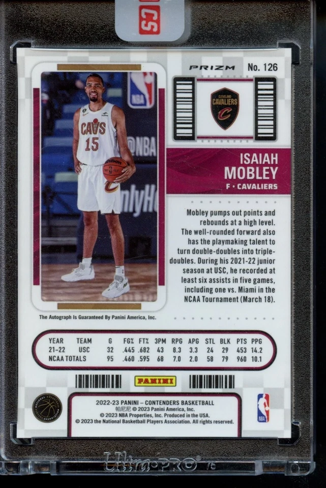 Panini- Rookie Ticket Premium Edition Green Shimmer #126 Isaiah Mobley (AU, RC) - Image 2 of 2