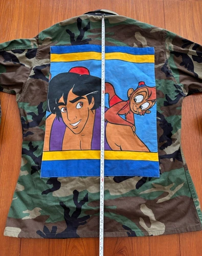 Men’s Camouflage Disney Aladdin Custom Jacket Size Large Regular Army Abu Monkey image 5