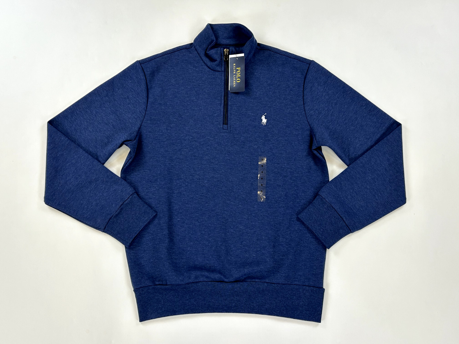 Поло Ralph Lauren с длинным рукавом и застежкой на молнию 1/2 - Синий (белый) - Размер: Маленький