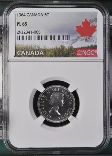 1964 Canada Proof 5 Cents 5C - NGC PL 65