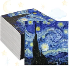 Anydesign 80Pcs Starry Sky Paper Napkins Abstract Art Disposable Luncheon Napkin