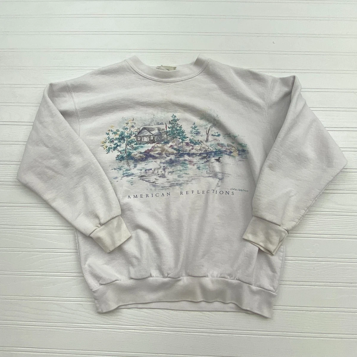 Vintage Northern Reflection White Cabin American Pullover Sweater Adult  Size M