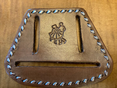 Vintage Square Dance Line Dance Brown Leather Silver Stitching Belt Towel Holder
