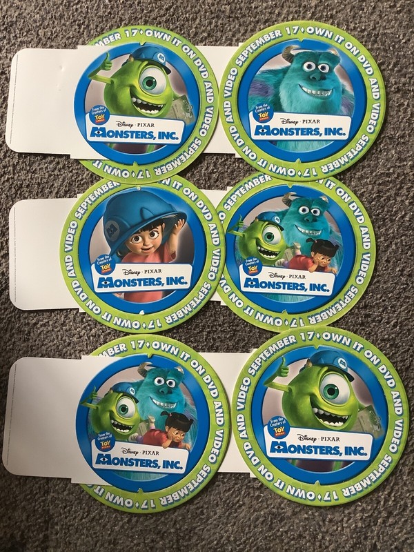 DISNEY MONSTERS, INC. DVD AND VIDEO PIXAR WAL-MART PROMO SHELF P.O.P.-D