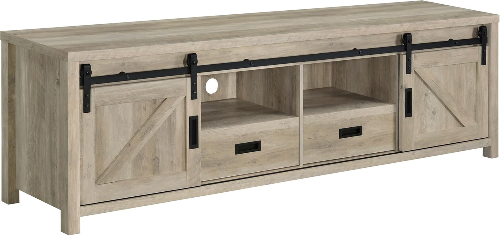 With Sliding Barn Doors And Open Shelves