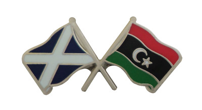 Libyen Flagge & Schottland Flagge Freundschaft Höflichkeit Pin Anstecker 