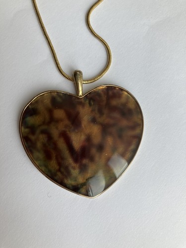 M&S Heart Shape Brown Enamel pendant necklace - Picture 2 of 4