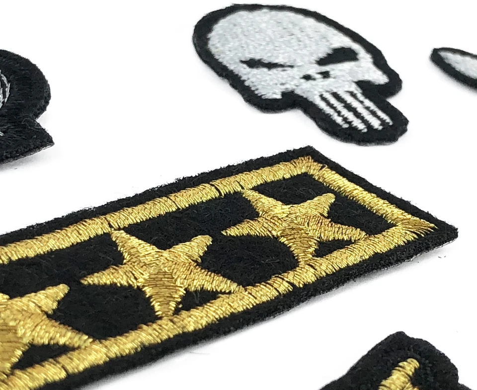 20er Set Männer Schwarze Applikationen Patches Bügelbild Flicken Aufnäher zum Au - Bild 3 von 4