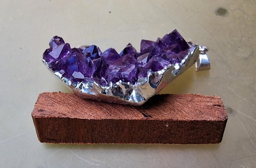 ► CIONDOLO QUARZO AMETISTA CM. 5.89 x 3.47 BLU’ - VIOLA - URUGUAY AMETHYST ◄ - Picture 3 of 3