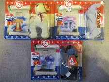 McDonald's Political Beanie Babies set Lefty, Righty, Libearty - 2000