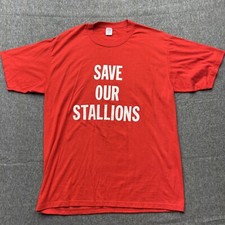 Vtg Jerzees Russell Save Our Stallions Single Stitch USA Made T Shirt XXL