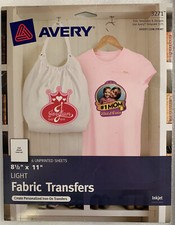 Avery T-Shirt Transfers for Inkjet Printers - 3271 6 Sheets New