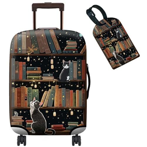 Luggage Coveruitcase Protector + Luggage Tag Traveluitcase Cover S Cat Library