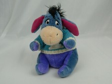 Disney Store Winnie the Pooh Eeyore Snowman Knit Sweater Bean Bag Plush 7"