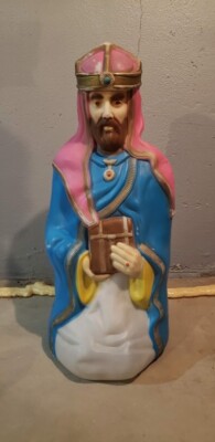 Vintage LIFE SIZE Empire  42'' Blow Mold Wisemen Man King Nativity Lighted