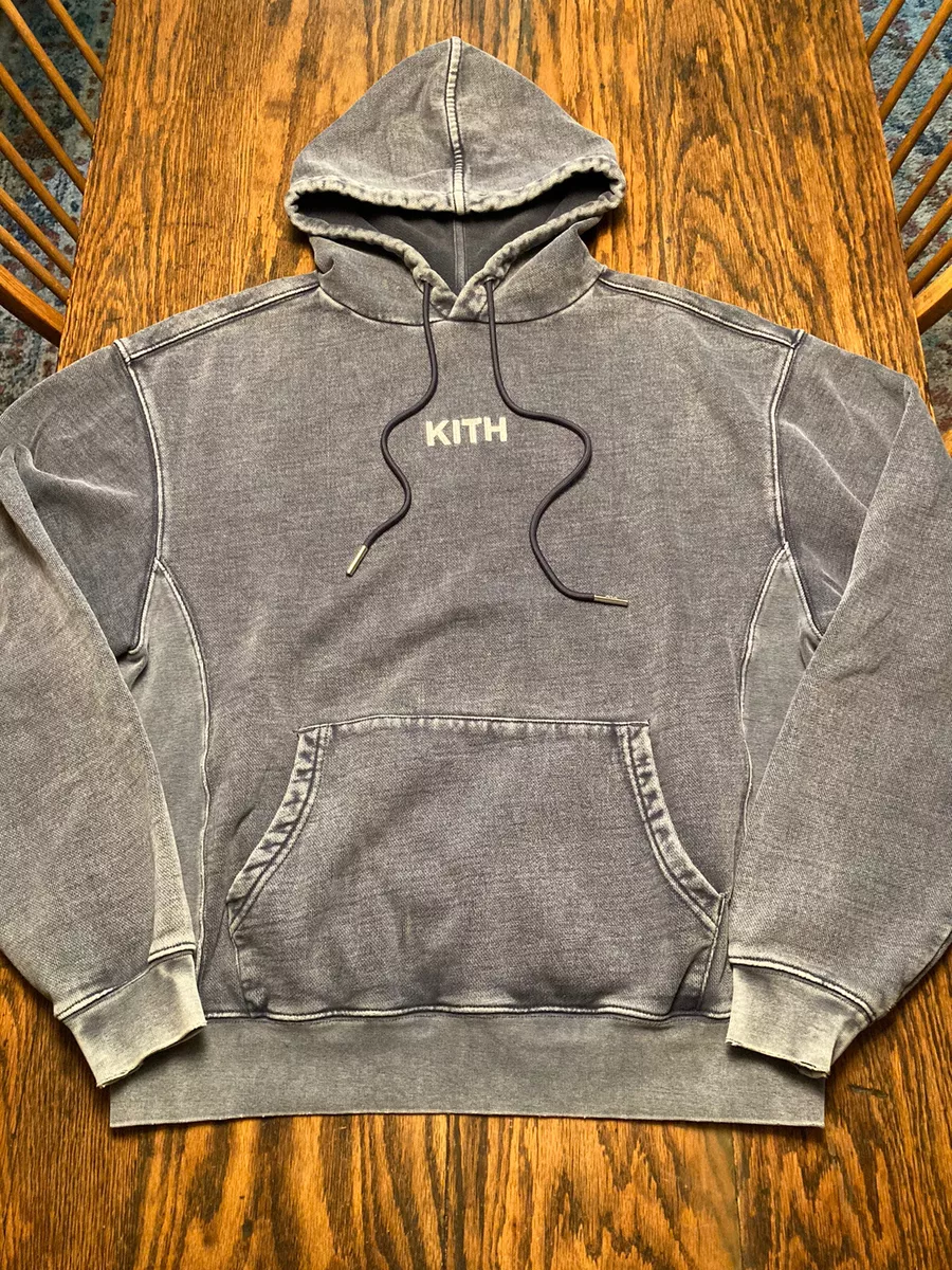 KITH Williams III Crystal Washed Unisex Hoodie Heather Blue Small #KH2429