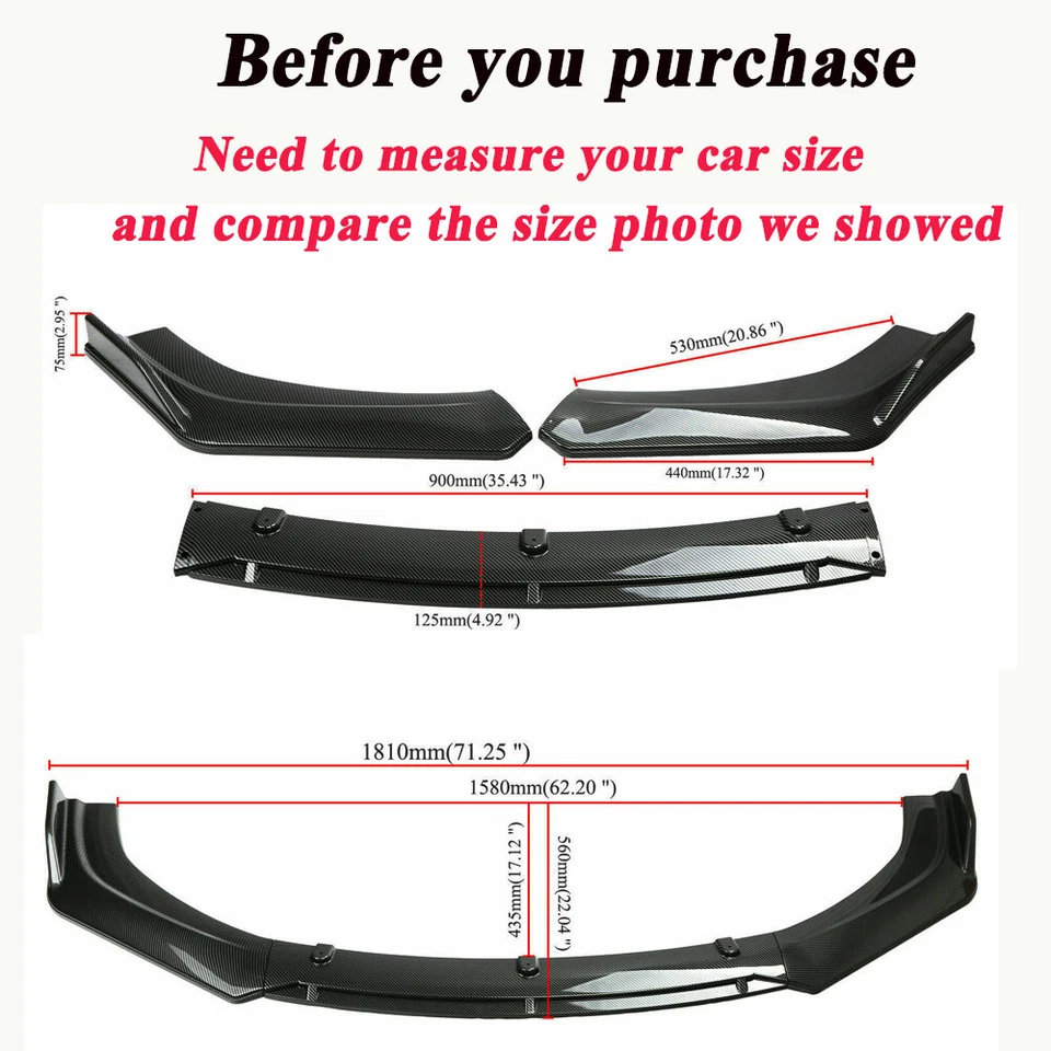 For Audi A4 B9 Sedan Front Bumper Lip Splitter Spoiler Kit Carbon Fiber Body Kit - Image 3 of 4