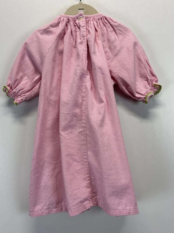Vive La Fete Collection One Size Smocked Pink Checked Dress Embroidered - Image 3 of 4