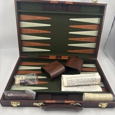 NEW Backgammon Set Faux Leather Green Upholst...