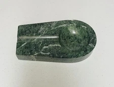 Vintage Italian Green Marble Pipe Stand Cigar Ashtray Heavy Marble