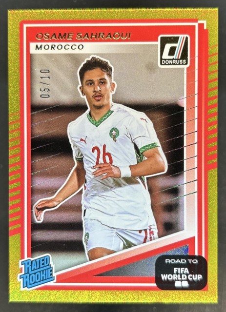 2025-26 Donruss Road to FIFA World Cup 26' Osame Sahraoui Rated Rookie Gold #/10