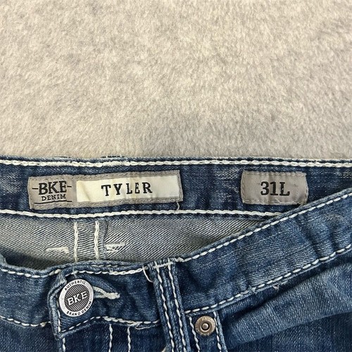 BKE Jeans Tyler Men's 31 L Blue Bootcut Jeans Distressed Denim - Picture 6 of 10