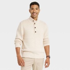 Men's Henley Sweater- Goodfellow  Co Oatmeal M