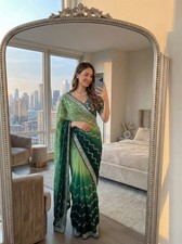 Pure soft Designer Saree With Heavy Embroidery Work Readymade Blouse