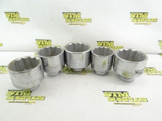 5 ASSORTED 12 POINT SOCKETS 3/4" DRIVES 2 1/16" TO 2 1/2"
