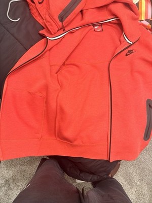 Nike Men's Tech Fleece Windbreaker Hoodie Jacket Red, Full Zip, Size Large