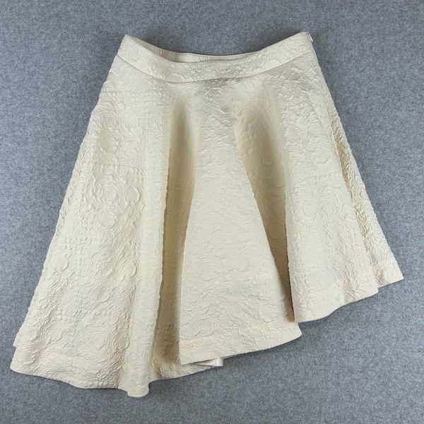 Cue Skirt Women's Size 10 Cream High Low Lined Embossed Office Wedding