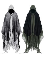 2 Pcs Halloween Grim Reaper Costume Scary Cloak Medieval Gothic Wizard Robe Men