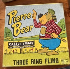 SUPER 8 SILENT-PIERRE BEAR IN "THREE RING FLING"-CASTLE FILMS B/W CARTOON-