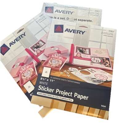 Avery ''Ink Jet Sticker Project Paper'' #3383,  80 Sheets in 4 Packs , Matte White