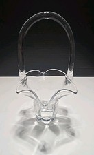 Duncan Miller  Glass Hexagon Bridal Flower Basket Applied Handle Centerpiece VT