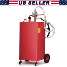 Gas Caddy, 30 Gallon Portable Fuel Gasoline Diesel Storage Tank w/ Pump & Wheels