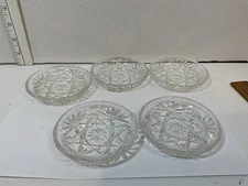 Vintage Set Of 5 Glass Coasters 4” Trinket Dish