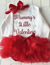 Baby Girls Frilly Tutu Knickers Outfit Valentine’s Mummy’s Little Valentine Red