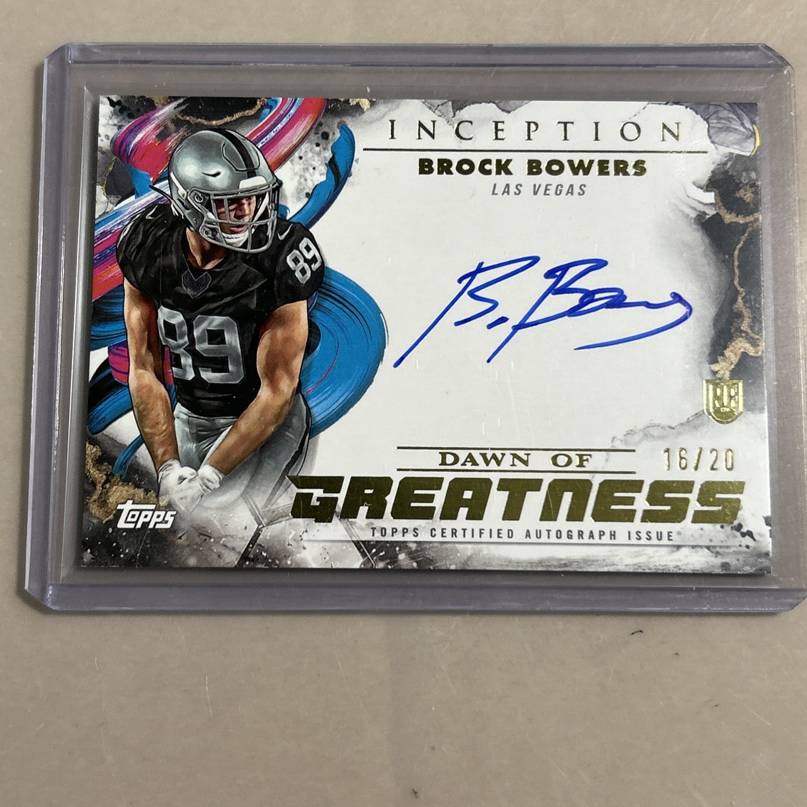 2024 Topps Inception Brock Bowers Dawn of Greatness Rookie Auto 16/20 Las Vegas