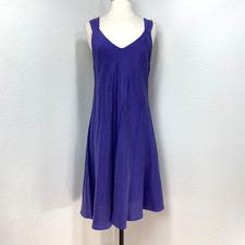 Sostanza Soft Purple Silk Bias Flare Dress Large Sleeveless Scoop Neck Coquette
