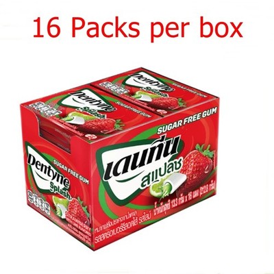 16 Packs Dentyne Splash Sugar-Free Gum Strawberry with Lime Thai Chewing 7 Pills