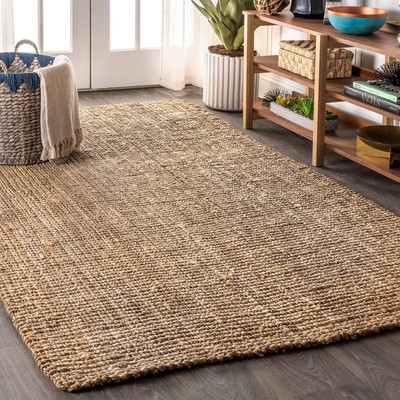 NRF102A 3 Pata Hand Woven Chunky Jute Indoor Area Rug Bohemian Farmhouse Easy