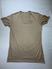 Uniqlo Men's T-Shirt Airism Lightweight Short Sleeve Solid V Neck Size M Beige