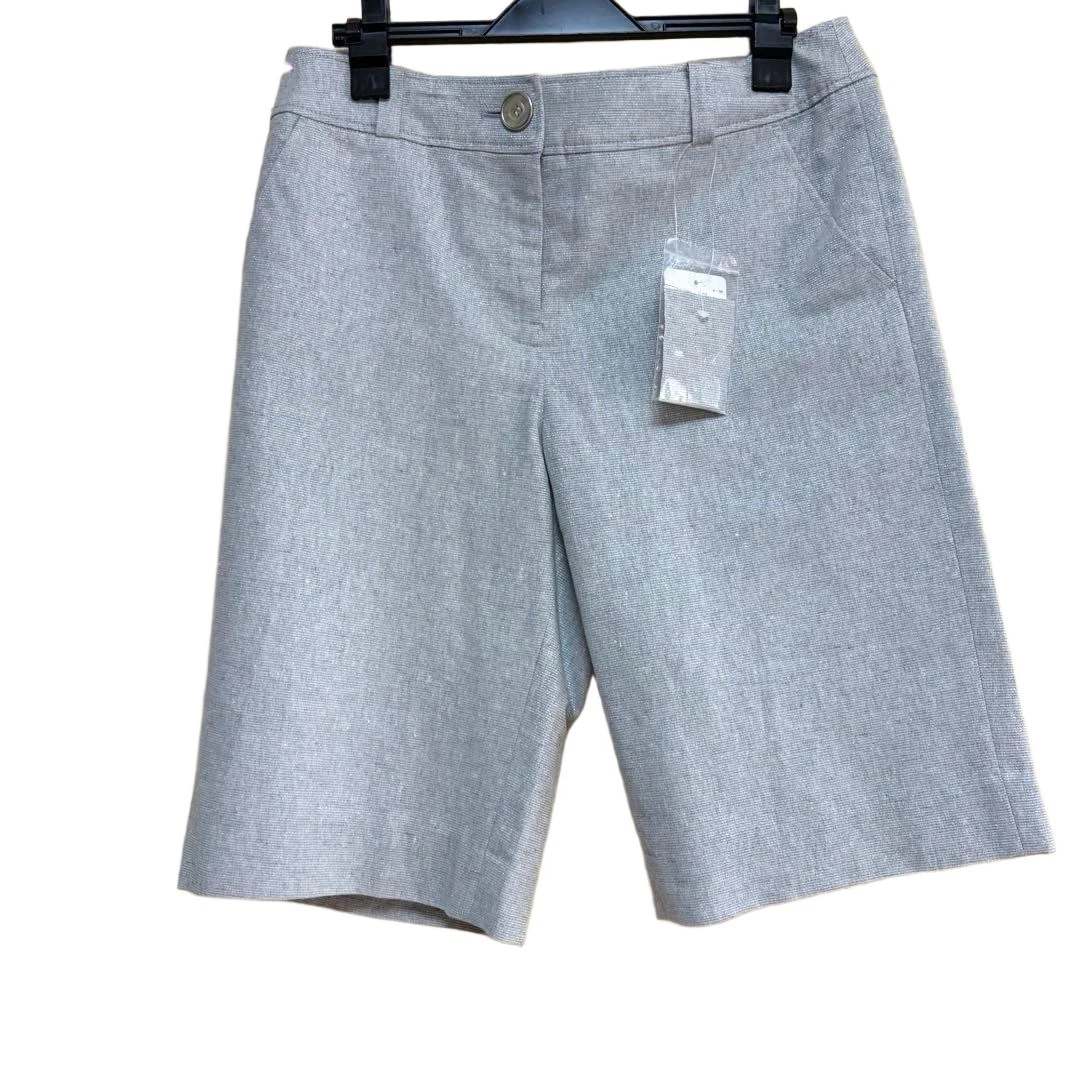 Unisex Linen Blend Shorts Silver Lamé L Size Spring Summer Used