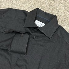 Eton Contemporary Dress Shirt Mens 15 38 Small Black Button Up Long Sleeve