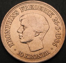 DENMARK 10 Kroner 1986 - Crown Prince s Birthday - aUNC - 707 ¤
