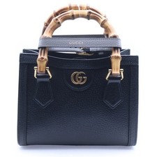 GUCCI Diana Mini Leather 2-way Handbag Black 702732 Used 577ade1081a1f2e03d3be01